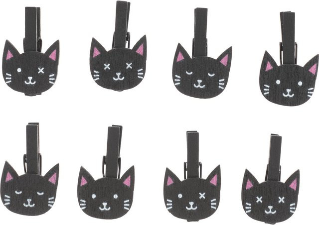 Rico Design Holzclips mit Katzenkopf in Schwarz, 8 Stück - Bild 1