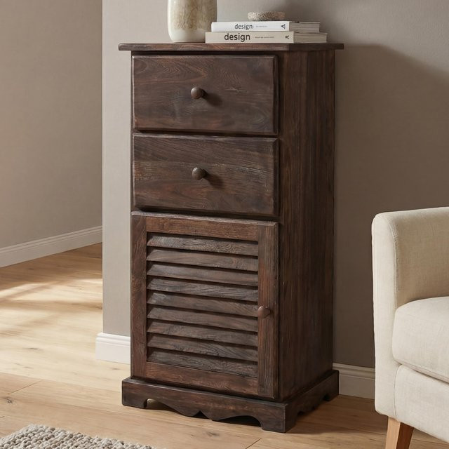 MCW Kommode Schrank im Shabby-Look aus Paulowniaholz in Braun, B/T/H: 80,5 x 40 x 31,5 cm - Bild 3