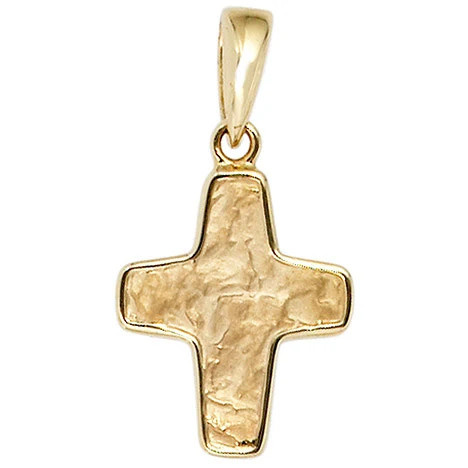 Colfem Anhänger Kreuz, 585 Gelbgold, gehämmert, Unisex - Bild 1