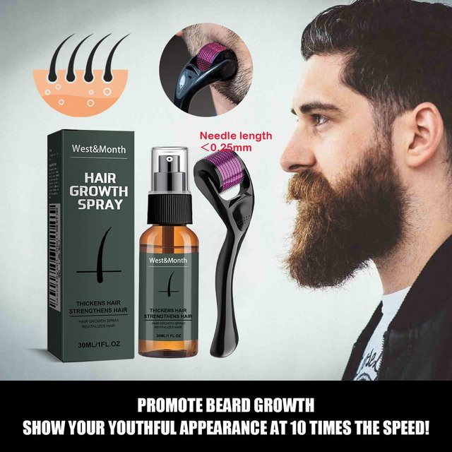 WEST MONTH Herren-Bartpflege-Set mit Mikroroller, Spray - Bild 1