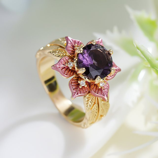 Huitan Ring, Bicolor, lila Zirkonia, Damen - Bild 1