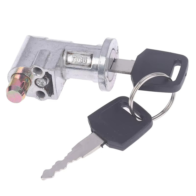 Universal Battery Charger Mini Lock in Silber mit 2 Schlüsseln für Motorräder und Elektrofahrräder - Bild 1