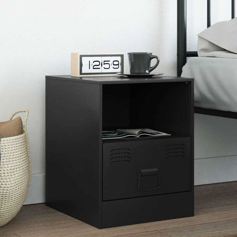 Vidaxl Nachttisch aus Stahl in Schwarz im Industrial Design, B/T/H: 34,5 x 39 x 44 cm - Bild 1