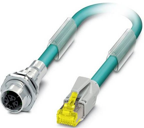 Phoenix Contact RJ45 Patchkabel CAT 6a Ethernet/LAN in Türkis, Länge: 0,5 m, 10er Packung - Bild 1