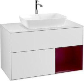 V&B Waschtischunterschrank Finion 100 in Weiß lackiert mit Regal, Breite: 100 cm, Tiefe: 50,1 cm, Höhe: 50,1 cm - Bild 1
