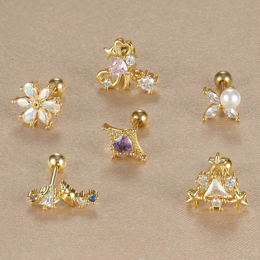 Yuedane Ohrstecker Edelstahl, Gold, Zirkonia, Damen - Bild 1