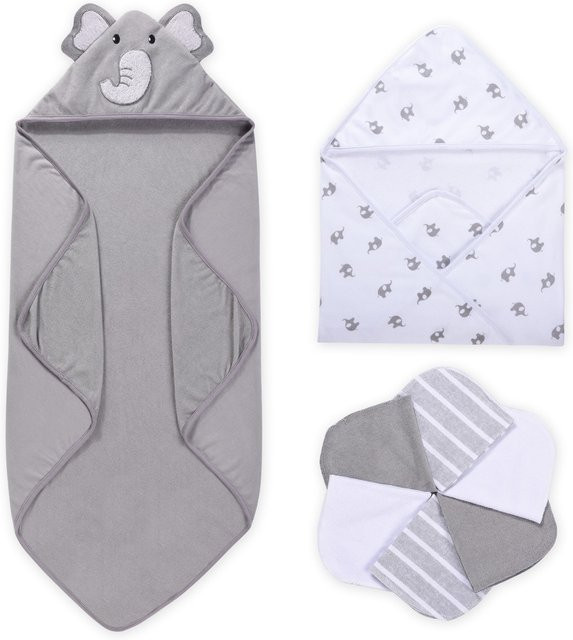 Momcozy Baby Kapuzenhandtuch aus flauschigem Baumwoll-Terry in Grau - Bild 1