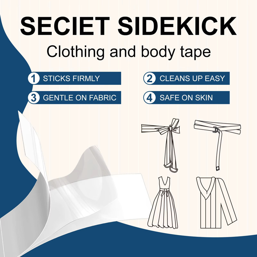 3er Packung doppelseitiges Klebeband für Modekleidung und Körperanwendung, transparentes und wetterfestes Stoffband für Frauen, 108 Stück - Bild 5