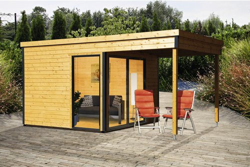 WOLFF FINNHAUS Gartenhaus Starletta 5232 44 aus Holz in Beige, B/H/T: 524 x 239 x 320 cm - Bild 1
