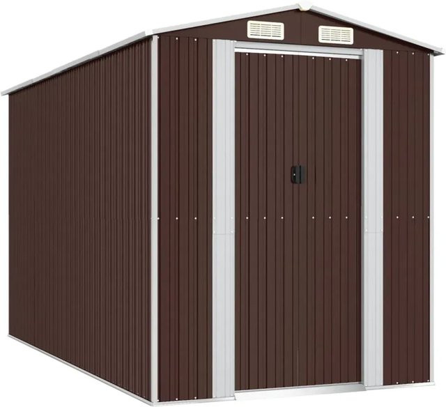 vidaXL Geräteschuppen aus verzinktem Stahl in Dunkelbraun, B/T/H: 192 x 357 x 223 cm - Bild 1