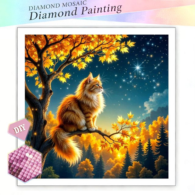 EverShine DIY-Diamantgemälde Katze als 5D Mosaik-Stickerei in Multicolour, B/H: 20 x 20 cm - Bild 1