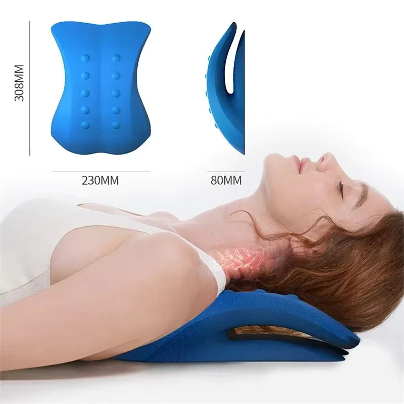PurenLatex Lendenwirbel-Retraktor-Kissen mit Massagepunkten in Blau für Nacken-Traktion und orthopädische Entspannung - Bild 2