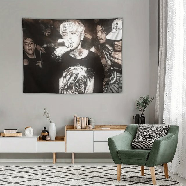 VIKAMA Lil Peep Rapper Wandteppich, ästhetischer Wandbehang als Kunstdruck in Multicolour für dein Schlafzimmer oder Wohnzimmer - Bild 1