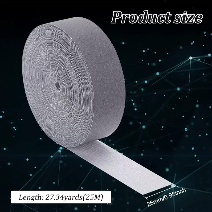 Silbernes reflektierendes Klebeband aus Textil für Kleidung und Arbeitsanzüge, Breite: 2,5 cm, Länge: 24,68 m - Bild 2