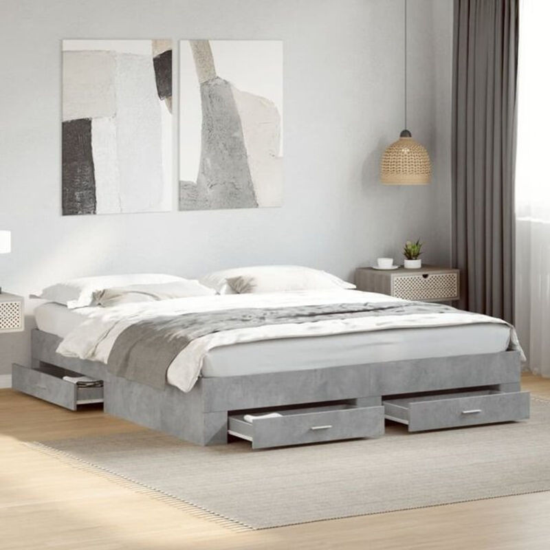 Modernes Funktionsbett Vidaxl mit Schubladen aus Holzwerkstoff in Grau, B/T: 200 x 200 cm - Bild 1