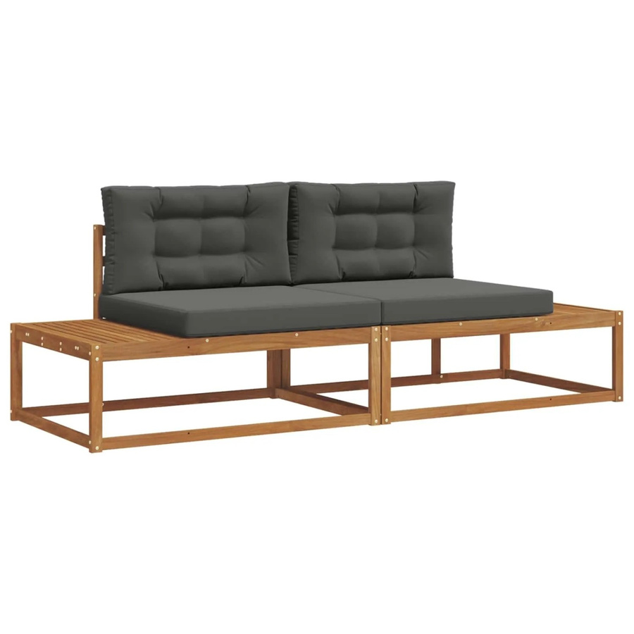 vidaXL Outdoor-Sofagarnitur aus Akazienholz mit Kissen, 2er-Garnitur in Braun und Anthrazit - Bild 2