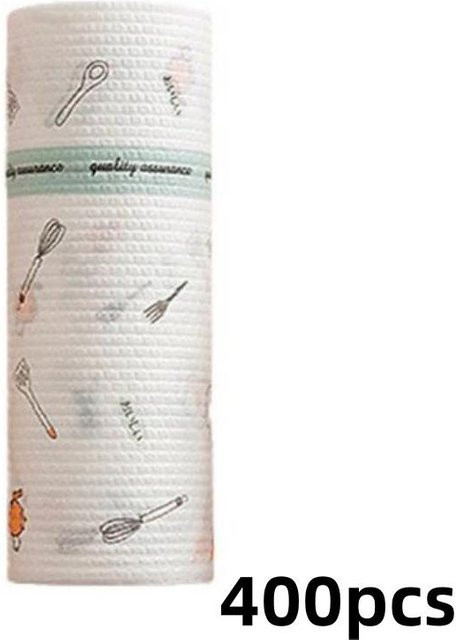 JUDING Küchenpapierrollen aus Lebensmittelqualität, weiß, 400 Stück, super saugfähig für Wasser und Öl, wiederverwendbar und waschbar - Bild 1