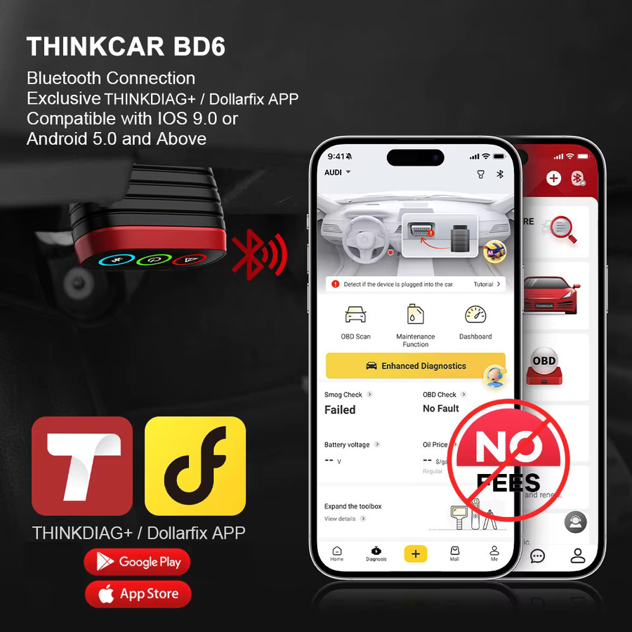 THINKCAR BD6 OBD2-Scanner mit Bluetooth für vollständige Systemdiagnose, IMMO, ETS und Bremsenentlüftung via THINKDIAG App - Bild 2