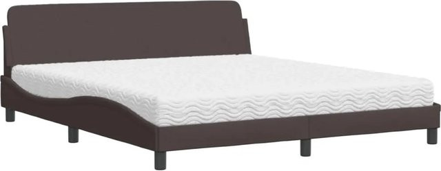 vidaXL Bett mit Matratze in Braun aus Stoff und Kiefernholz, B/T/H: 180 x 200 x 185 cm - Bild 1