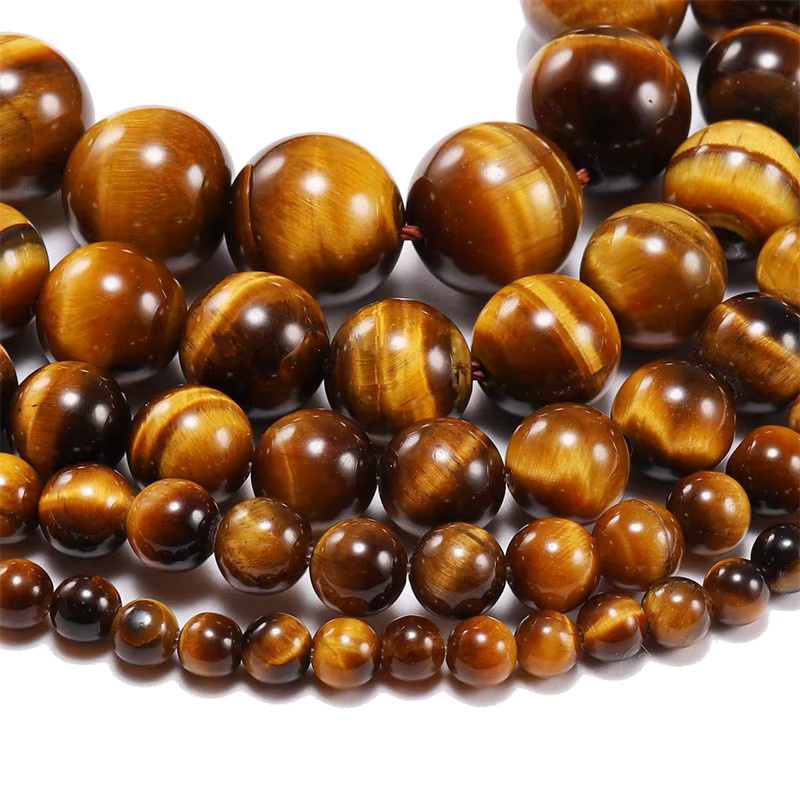 Perlen Tigerauge, rund, 6 mm, 8 mm, 10 mm, 38,1 cm Strang, Unisex - Bild 4