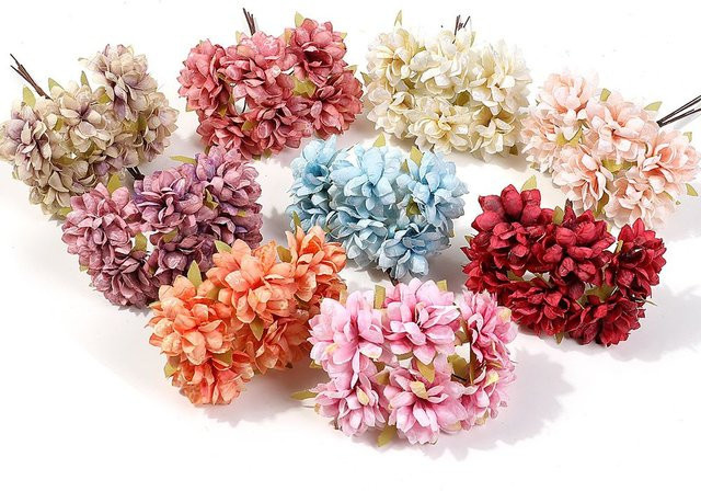 Künstliches Mini Nelken Bouquet aus Seide in Pink und Multicolour für Hochzeiten, Garten und Tischdekoration - Bild 1