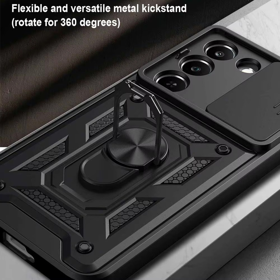 CYYWN Stoßfeste Schutzhülle mit Auto-Magnetring für Realme 16 Pro Plus und Realme 16 in Schwarz - Bild 4
