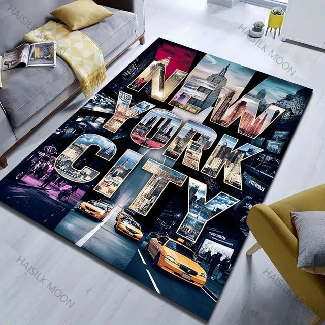 UQIDEHOME New York City Kunstdruck Teppich, modern und waschbar, mehrfarbig, B/T: 80 x 50 cm - Bild 1