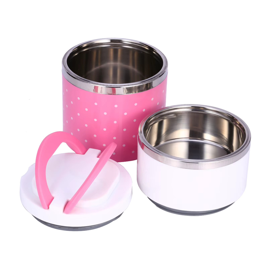 Isolierte Thermo-Lunchbox von Qiilu aus Edelstahl in Pink mit 930 ml Füllmenge - Bild 2