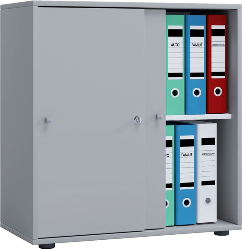 VCM Büroschrank Lona mit Schiebetüren, Grau, B/H/T: 37 x 74 x 70 cm - Bild 2