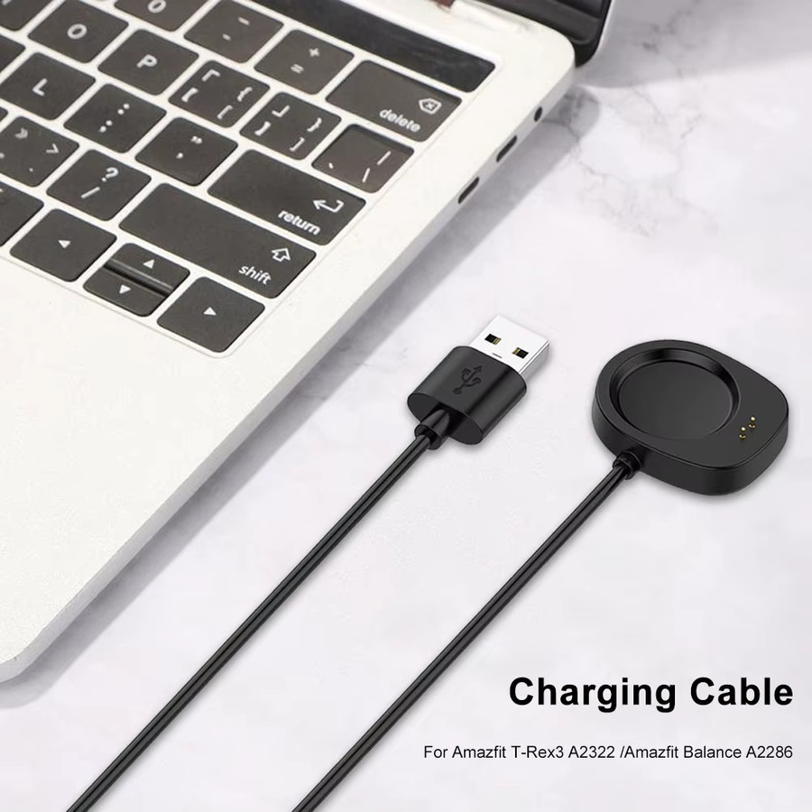 ALLOYSEED USB-C Ladekabel für Amazfit Balance A2286 und T-Rex 3 A2322, 1 m, Schwarz - Bild 2
