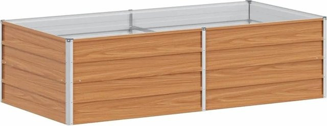 vidaXL Hochbeet aus verzinktem Stahl in Hellbraun, B: 160 cm, T: 80 cm, H: 45 cm - Bild 1