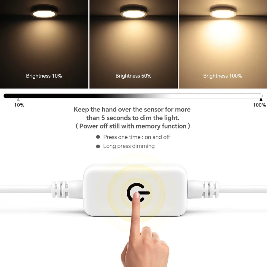 Lcamaw LED Unterbauleuchten Set, dimmbare Touch Puck Lights in Weiß, parallel verbindbare Schrankbeleuchtung und Nachtlicht - Bild 3