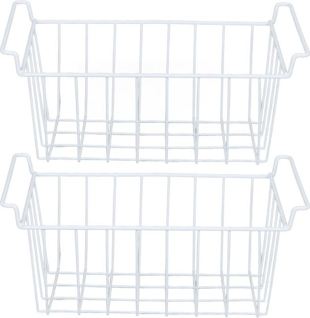 Neoglint Gefrierdraht-Aufbewahrungskorb 2er-Set, Metallregal mit PE-Beschichtung, Weiß, B: 24,5 cm, T: 44,5 cm, H: 20 cm - Bild 1