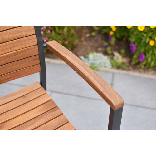 Merxx Stapelsessel Santorin 2er-Set aus Aluminium und geöltem Akazienholz in Braun, B/H/T: 61 x 84 x 41,5 cm - Bild 2