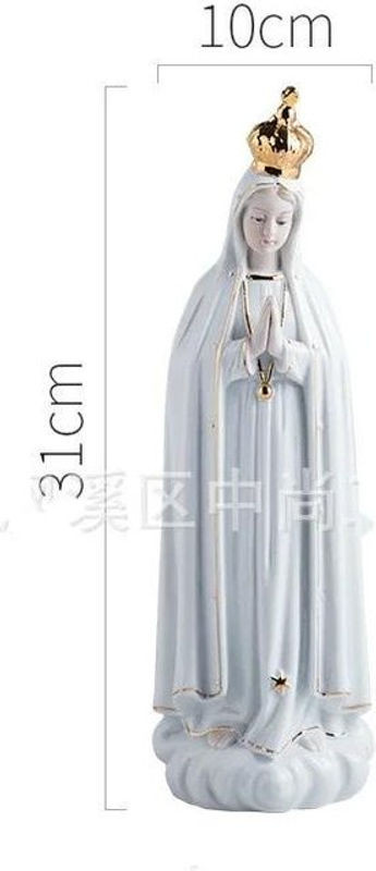 YULIN Keramikstatue Rose Fatima Maria Ikone in Weiß, Höhe: 31 cm, Breite: 10 cm, Tiefe: 10 cm - Bild 1