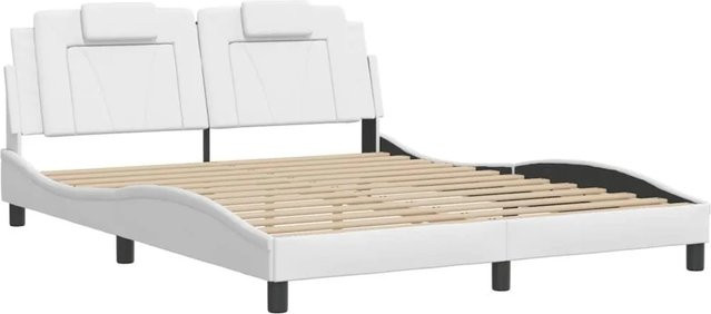 vidaXL Bettgestell mit LED-Unterbettbeleuchtung und USB-Ladeport in Weiß, B/T/H: 160 x 200 x 165 cm (ohne Matratze) - Bild 1