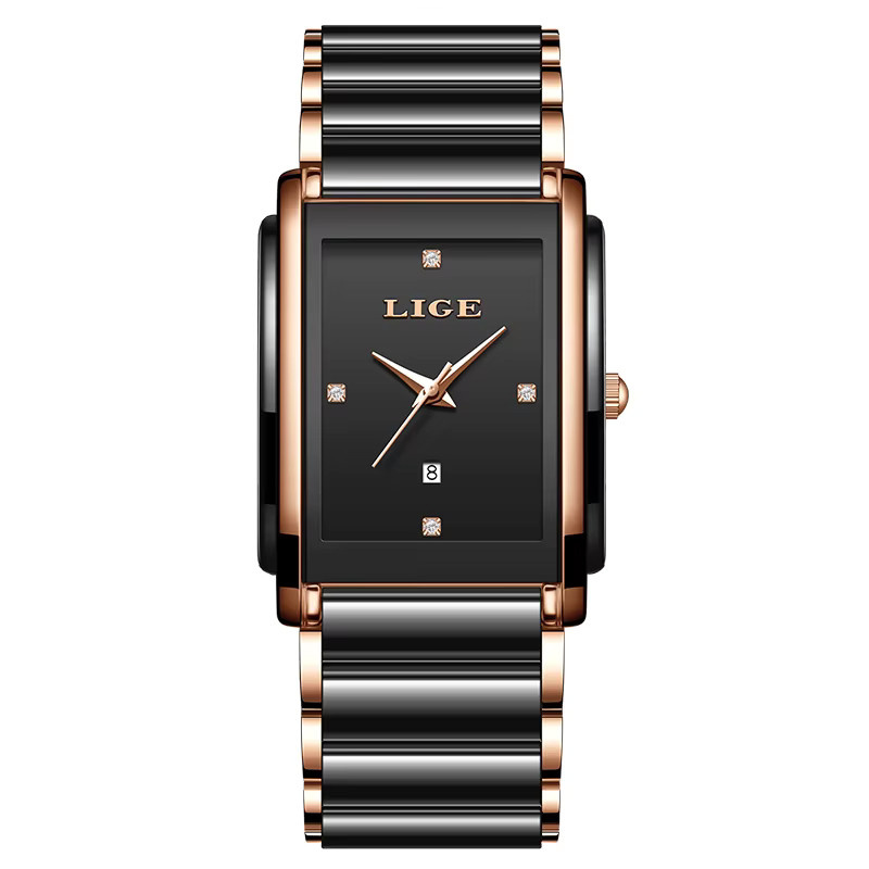 LIGE Armbanduhr, Quarz, Keramik, Schwarz, Damen - Bild 5