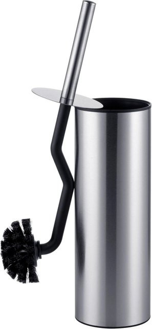 Relaxdays WC Bürste aus Edelstahl in Silber mit Randreiniger und Abdeckung, Höhe: 36,5 cm, Durchmesser: 9 cm - Bild 1