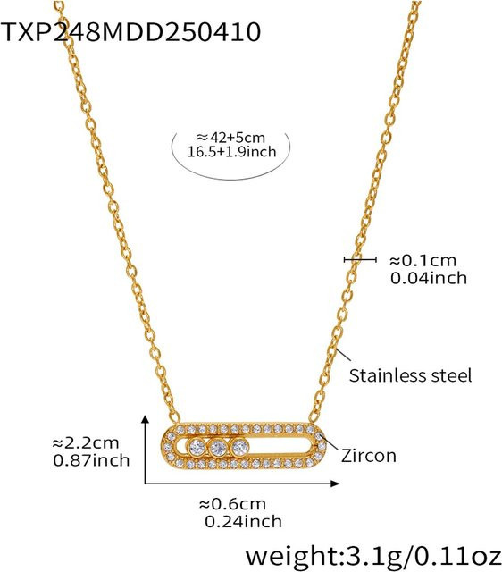 Lucky Star Jewelry Halskette, Edelstahl, Gold, Zirkonia, Damen - Bild 1