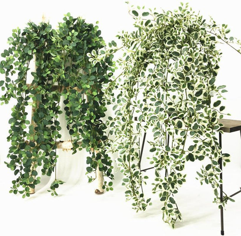 Künstliche hängende Efeublätter in Grün zur Dekoration von Hausgarten, Wand und Hochzeit, Länge: 80 cm - Bild 1