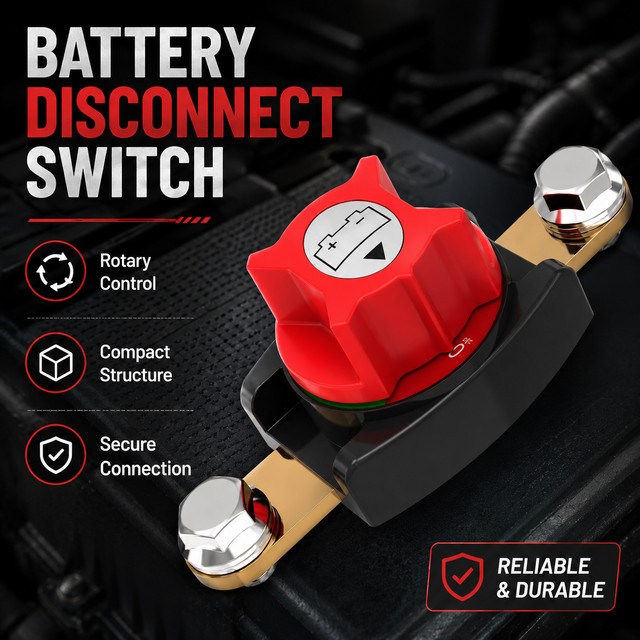 Wasserdichter Ein/Aus-Seitenbatterie-Trennschalter für 12-48V in Rot für Auto, Wohnmobil und Boot - Bild 1