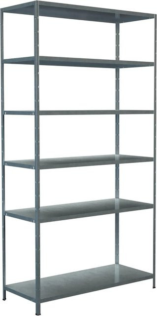 Schulte Regalwelt Steck-Grundregal verzinkt, Farbe: Silber, H x B x T: 230 x 120 x 50 cm - Bild 1