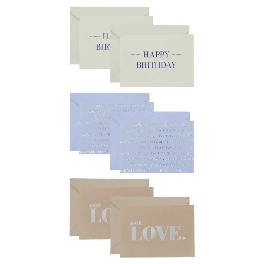 House Doctor Grußkarten Greeting Set aus Papier, 6 Stück, mehrfarbig - Bild 1