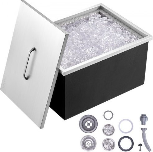 VEVOR Drop-in-Eisbox aus Edelstahl mit Abdeckung und Abflussrohr, 37,9 l, B/T/H: 51 x 36 x 30,5 cm - Bild 1