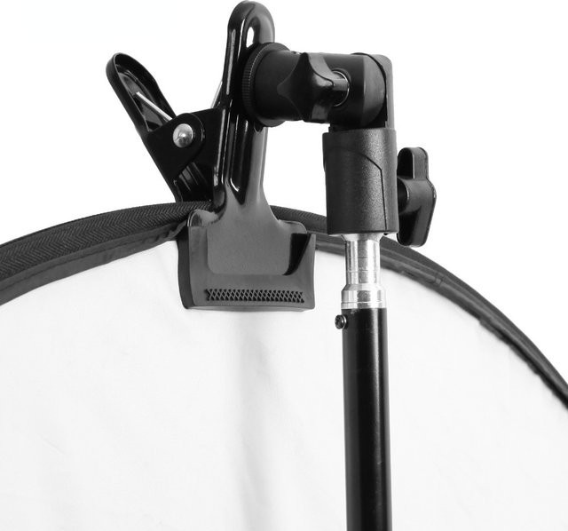 RYH Reflektor-Klemme Clip Halter mit 1/4 bis 3/8 Zoll Schraubadapter für Fotostudio Reflektoren und Hintergründe in Schwarz - Bild 1