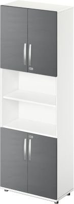 Schäfer Shop Select Kombischrank LOGIN mit Türen und Regal, weiß/graphit, B: 80 cm, T: 42 cm, H: 224 cm - Bild 1
