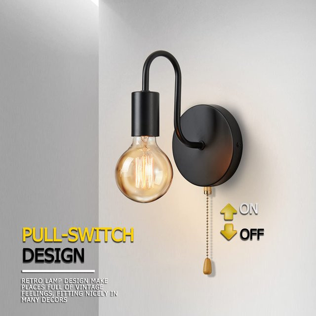 ONEYLTT Nordic Industrie Wandlampe aus Metall in Schwarz mit E27 Fassung und transparentem Glas für Schlafzimmer und Badezimmer - Bild 1