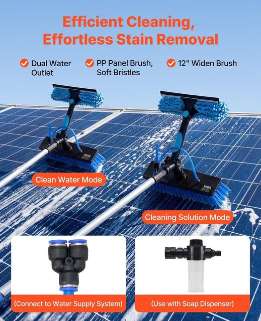 Buying Solutions MB Solarpanel-Reinigungskit mit 6,06 m Teleskopstiel aus Aluminium, Reinigungsbürste mit 180 Grad drehbarem Kopf und Seifenspender in Blau - Bild 1