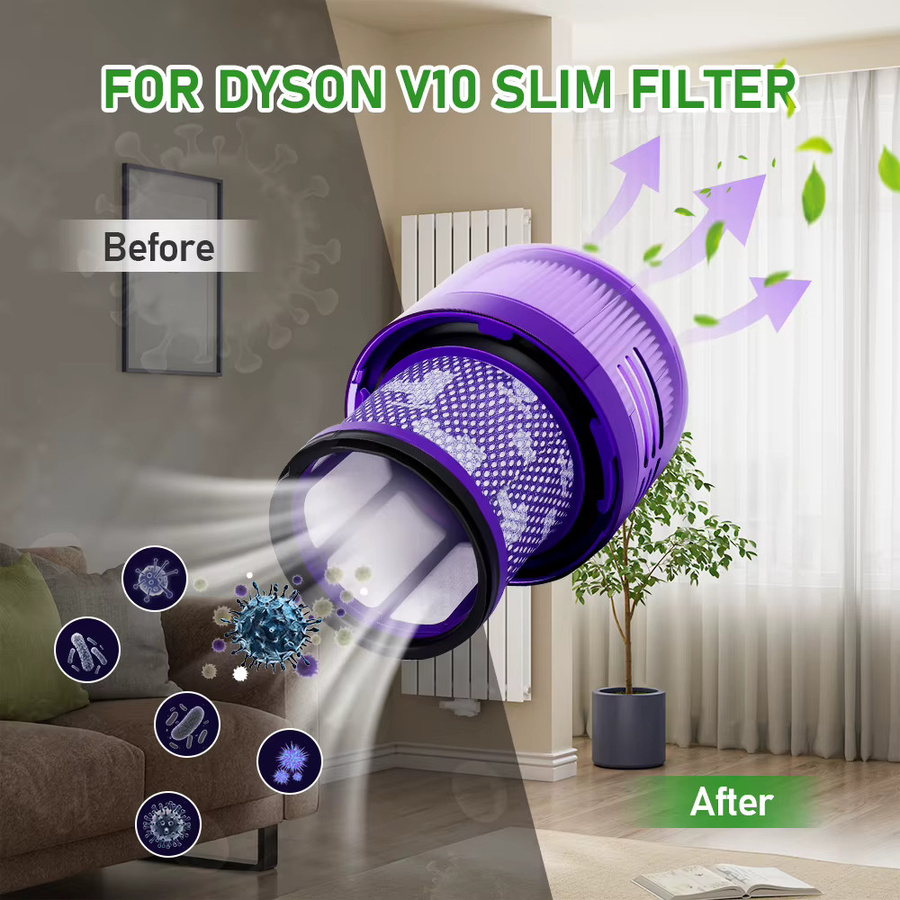 Dyson Ersatz-Zubehörset für V10 Slim SV18 Akku-Staubsauger mit waschbarem HEPA-Filter und Reinigungsbürste in Purple - Bild 2