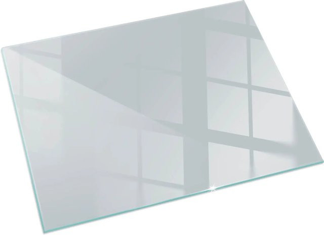 Tulup Glasplatte für Kamin in Hellgrau, Rechteckige Bodenplatte für Kaminöfen, B/T/H: 120 x 80 cm - Bild 1